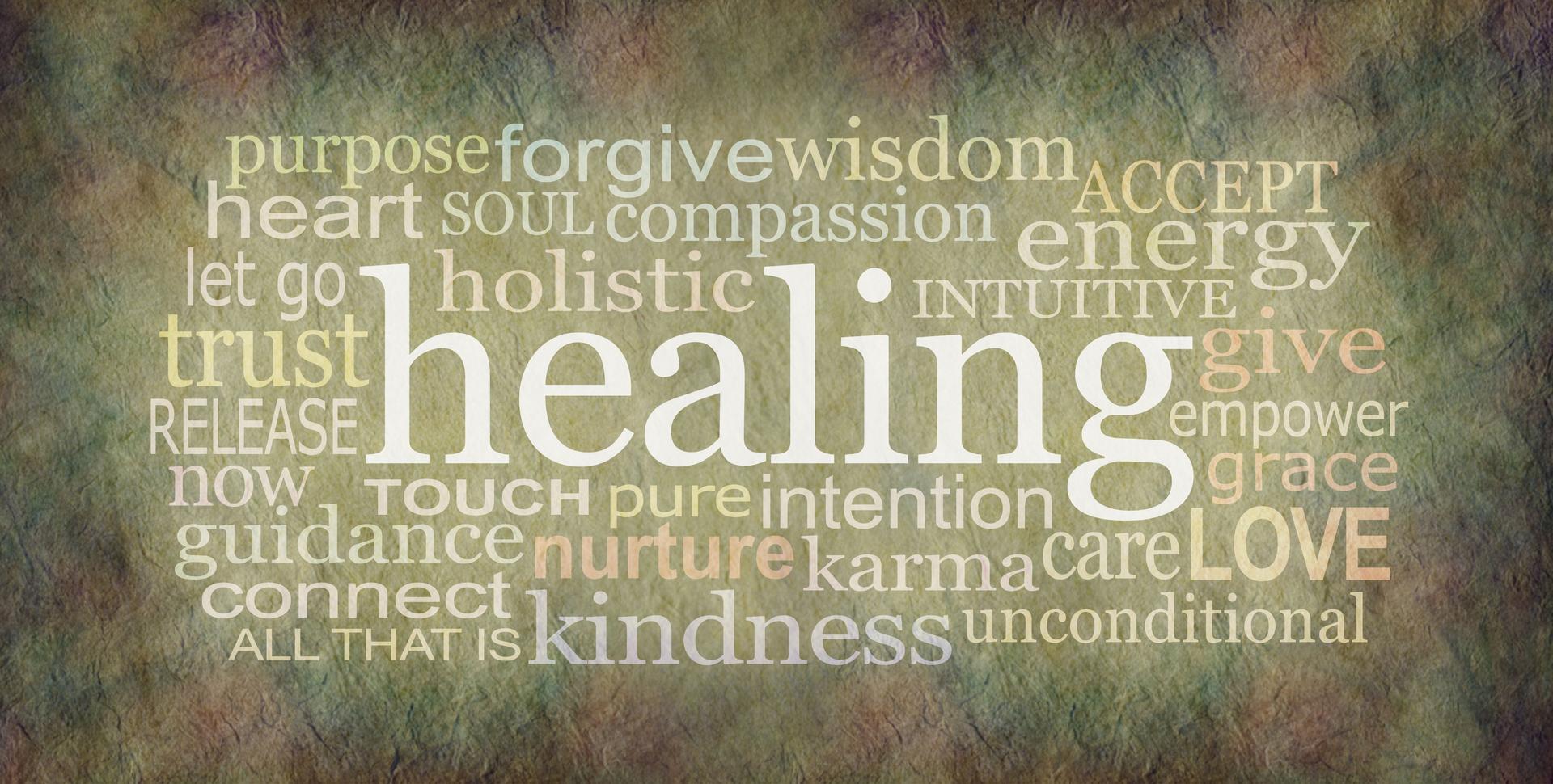 Rustic healing words word cloud wall art